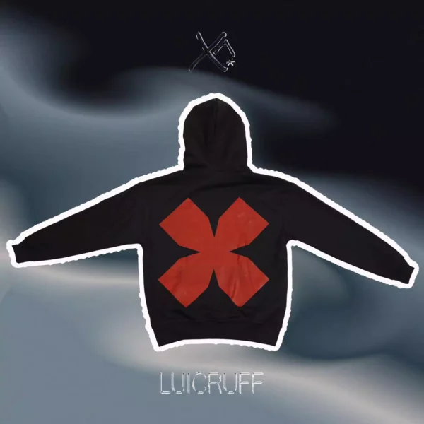 Red x hoodie back